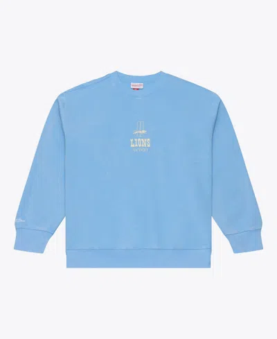 Mitchell & Ness Men's Mitchell Ness Light Blue Detroit Lions Core Essentials Micro Logo Fleece Sweatshirt