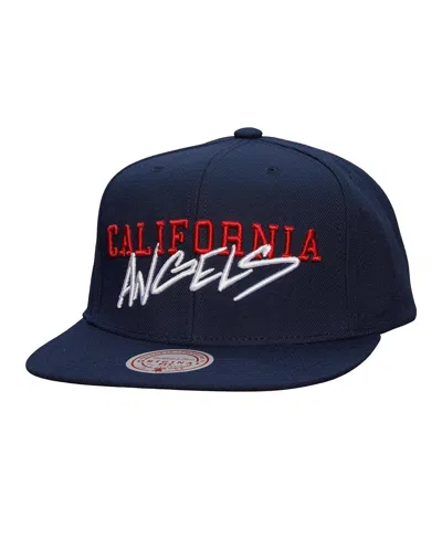 Mitchell & Ness Men's Navy California Angels Team Tagged Snapback Hat In Blue