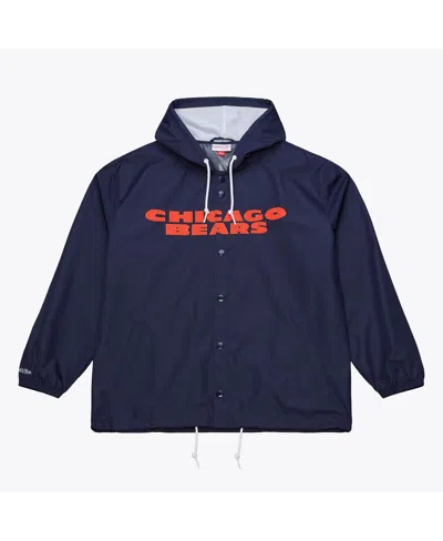 Mitchell & Ness Men's Navy Chicago Bears Coaches Full-snap Hooded Windbreaker Jacket In Blue