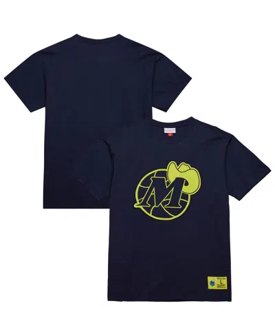 Mitchell & Ness Men's Navy Dallas Mavericks Hardwood Classics Neon Nights Premium T-shirt In Black