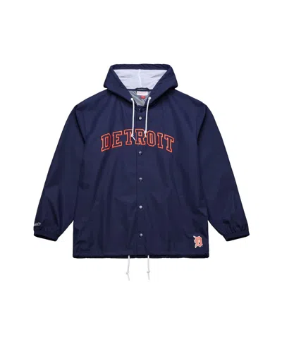 Mitchell & Ness Navy Detroit Tigers Full-snap Hooded Coaches Jacket In Blue