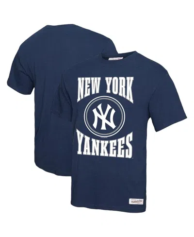 Mitchell & Ness Men's Navy New York Yankees Arched Logo Slub T-shirt In Blue