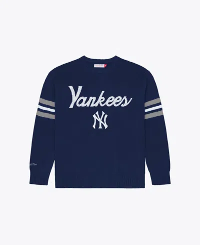 Mitchell & Ness Men's Navy New York Yankees Head Coach Sweater In Blue
