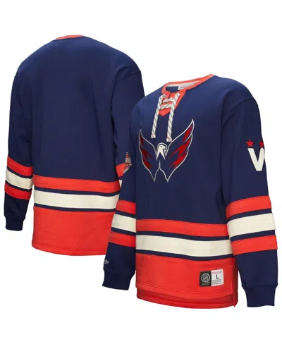 Mitchell & Ness Men's Navy Washington Capitals Heritage Lace-up Pullover Sweatshirt In Multi