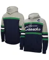Mitchell & Ness Men's Navy/gray Vancouver Canucks Head Coach Pullover Hoodie In Black