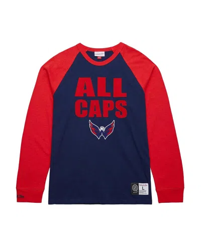 Mitchell & Ness Navy/red Washington Capitals Legendary Slub Raglan Long Sleeve T-shirt In Blue