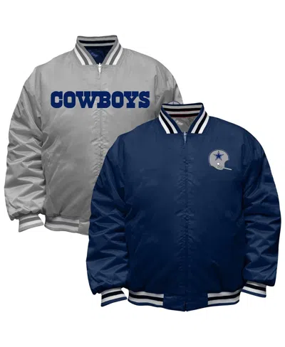 Mitchell & Ness Men's Navy/silver Dallas Cowboys Big Tall Throwback Reversible Full-zip Jacket In Blue
