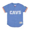 Mitchell & Ness Men's Nba Button Jacket On The Clock Mesh Button Front Clecav In Light Blue