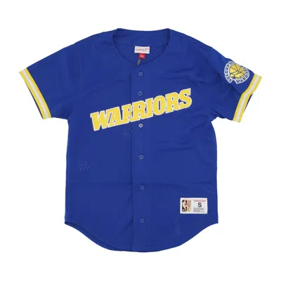 Mitchell & Ness Men's Nba Button Jacket On The Clock Mesh Button Front Golwar In Royal