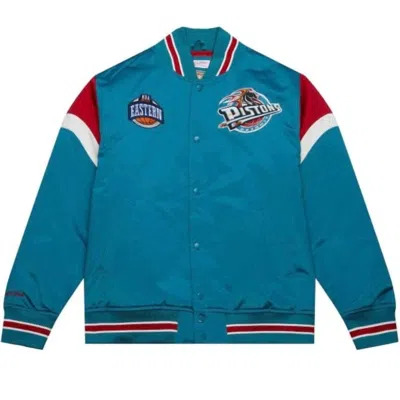 Mitchell & Ness Men's Nba Detroit Pistons Heavyweight Satin Jacket In Teal In Blue