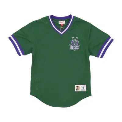 Mitchell & Ness Men's Nba Fashion Mesh V-neck Vintage Logo Milbuc Original Team Colors Jacket