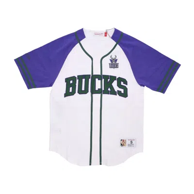 Mitchell & Ness Men's Nba Practice Day Button Front Jersey Hardwood Classics Milbuc White
