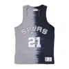 Mitchell & Ness Men's Nba Vertical Tie Dye Tank Hardwood Classics No 21 Tim Duncan Saaspu In Gray