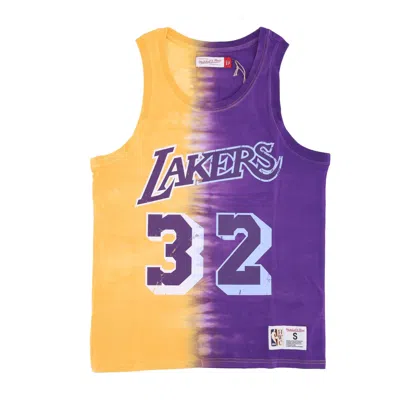 Mitchell & Ness Men's Nba Vertical Tie Dye Tank Hardwood Classics No 32 Magic Johnson Loslak Original Team Colors In Multi