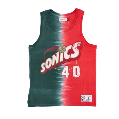 Mitchell & Ness Men's Nba Vertical Tie Dye Tank Hardwood Classics No 40 Shawn Kemp Seasup In Green