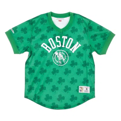 Mitchell & Ness Men's Nba Wordmark Mesh V-neck Boscel Original Team Colors Jacket In Green