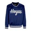 Mitchell & Ness Men's Ncaa Sideline Pullover Satin Jacket Geohoy Navy In Navy