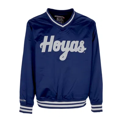 Mitchell & Ness Men's Ncaa Sideline Pullover Satin Jacket Geohoy Navy
