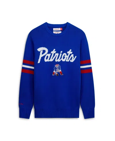 Mitchell & Ness Men's New England Patriots Head Coach Crewneck Pullover Sweater In Blue