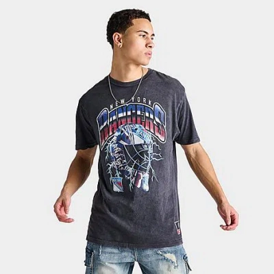 Mitchell And Ness Men's New York Rangers Nhl Crease Lightning Graphic T-shirt In Vintage Washed Black