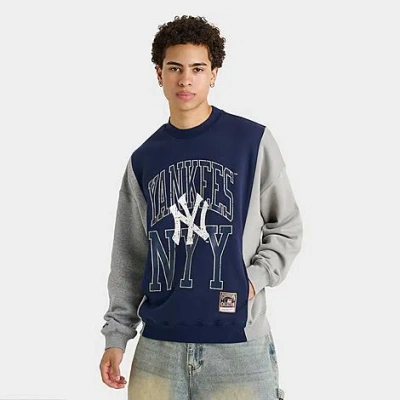 Mitchell & Ness Men's New York Yankees Mlb Split Crewneck Sweatshirt In Blue