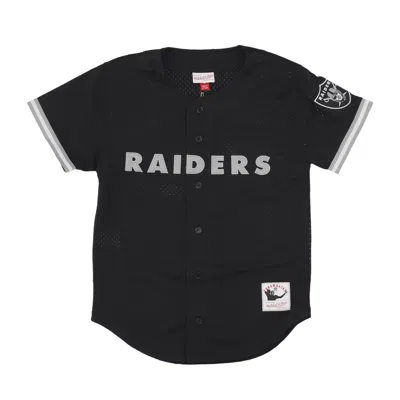 Mitchell & Ness Men's Nfl On The Clock Mesh Button Front Lasrai Black Button Jacket