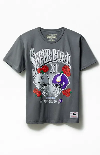 Mitchell & Ness Men's Nfl Superbowl Raiders Vs Vikings T-shirt In Gray