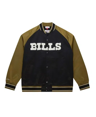 Mitchell & Ness Men's Olive/black Buffalo Bills Vintage Logo Double Clutch Satin Raglan Full-snap Jacket In Multi