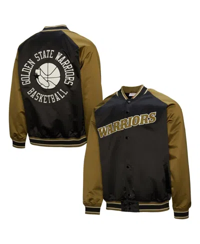 Mitchell & Ness Men's Olive/black Golden State Warriors Clutch Satin Raglan Full-snap Jacket In Green