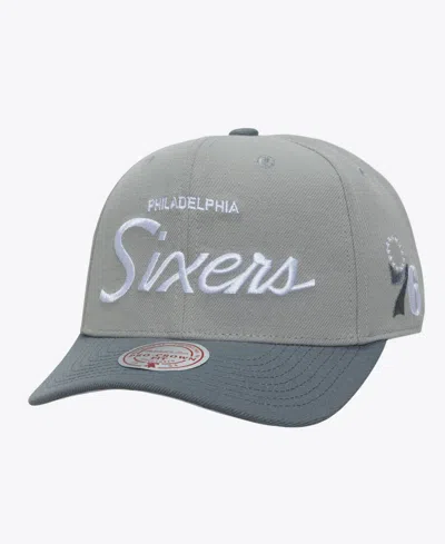 Mitchell & Ness Men's Philadelphia 76ers Thunderstorm Head Coach Pro Crown Snapback Baseball Cap In Gray