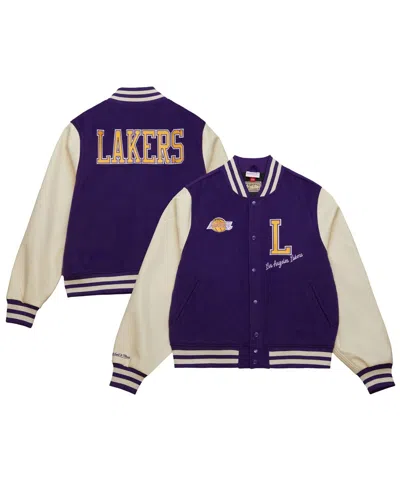 Mitchell & Ness Men's Purple Los Angeles Lakers Hardwood Classics Varsity Full-snap Jacket