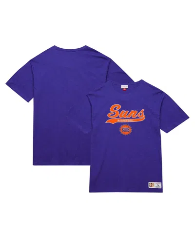 Mitchell & Ness Men's Purple Phoenix Suns Hardwood Classics Felt Applique Slub T-shirt In Blue