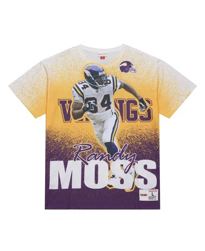 Mitchell & Ness Men's Randy Moss Gray Minnesota Vikings Burst Retired Player T-shirt In Multi