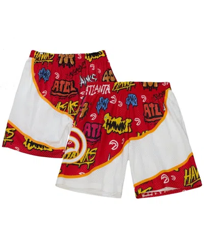 Mitchell & Ness Men's Red Atlanta Hawks 1998-99 Hardwood Classics Slap Sticker Swingman Shorts