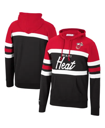 Mitchell & Ness Men's Red, Black Miami Heat Head Coach Pullover Hoodie In Red,black