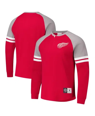 Mitchell & Ness Men's Red Detroit Red Wings Thermal Henley Long Sleeve T-shirt