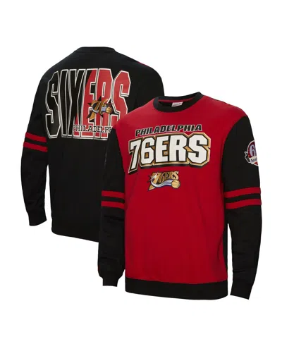 Mitchell & Ness Men's Red Philadelphia 76ers All Over Pullover Sweatshirt