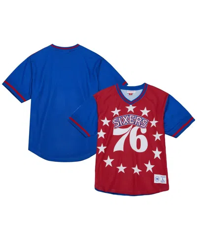 Mitchell & Ness Men's Red Philadelphia 76ers Jumbotron 3.0 Mesh V-neck T-shirt In Multi