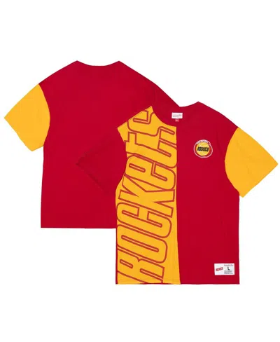 Mitchell & Ness Men's Red/gold Houston Rockets Play By Play 2.0 T-shirt In Multi