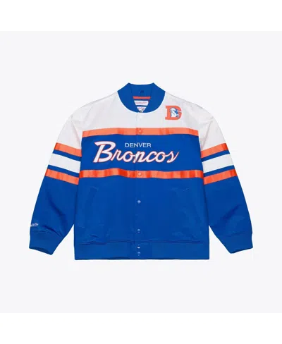Mitchell & Ness Men's Royal Denver Broncos Head Coach Lightweight Full-snap Satin Jacket In Blue