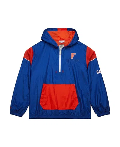 Mitchell & Ness Men's Royal Florida Gators Anorak Vintage Logo Half-zip Hoodie In Blue