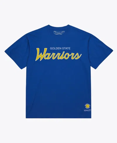 Mitchell & Ness Men's Royal Golden State Warriors Vintage Wordmark T-shirt In Multi