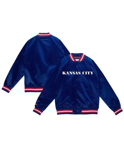 Mitchell & Ness Men's Royal Kansas City Kings Lightweight Satin Full-snap Jacket In Blue