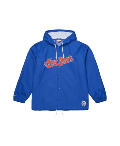 Mitchell & Ness Men's Royal New York Mets Full-snap Hooded Coaches Jacket In Blue