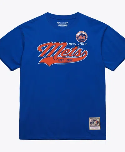 Mitchell & Ness Men's Royal New York Mets Script Sweep Arch T-shirt In Blue