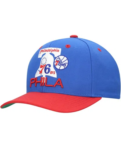 Mitchell & Ness Men's Royal Philadelphia 76ers All In 2.0 Pro Crown Snapback Hat In Blue