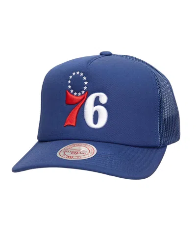 Mitchell & Ness Men's Royal Philadelphia 76ers Core Evergreen Otc Trucker Adjustable Hat In Blue