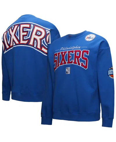 Mitchell & Ness Men's Royal Philadelphia 76ers Hardwood Classics There Back 2.0 Vintage Pullover Sweatshirt In Blue
