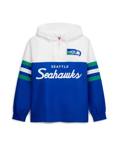 Mitchell & Ness Men's Royal Seattle Seahawks Head Coach Anorak Quarter-zip Windbreaker Jacket In Multi