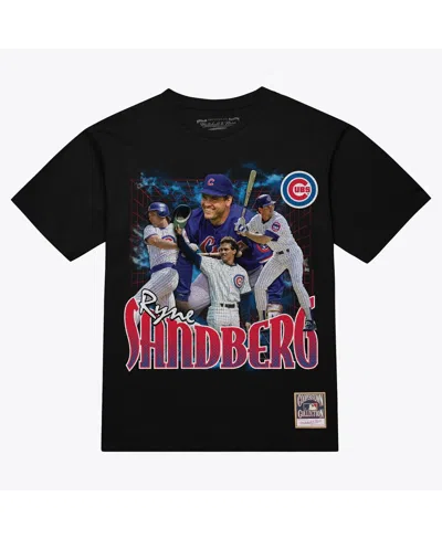 Mitchell & Ness Men's Ryne Sandberg Black Chicago Cubs Legendary Collage Player T-shirt